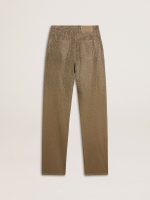 Women's khaki cotton pants with gradient Swarovski effect - Image 6