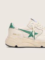 Women's Running Sole in cream nylon and leather with green leather star - Image 4