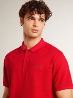 Men's polo shirt in red cotton piquet - Image 5