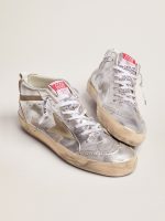 Women's Mid Star in silver laminated leather with dove gray star - Image 2