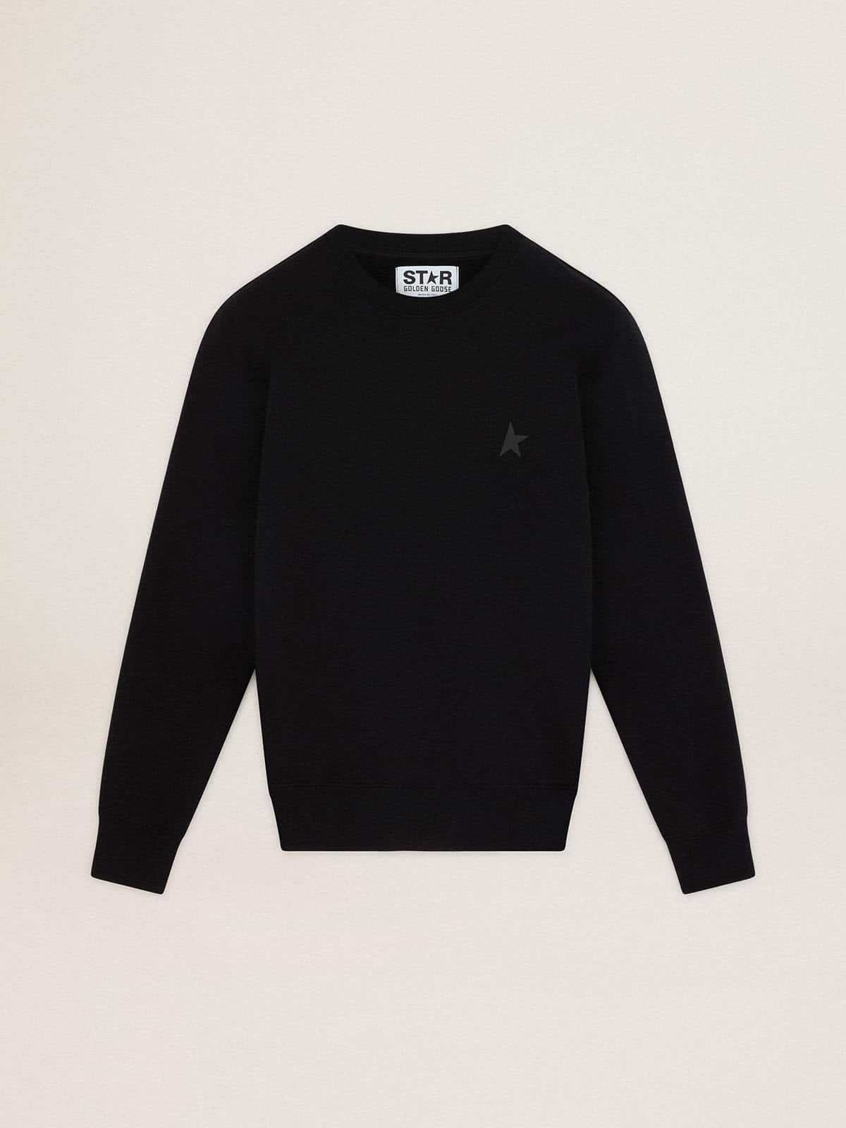 b2ec1d83990ee16f3134a4725764c30b7e7da1f540381abd396391604a7571d2 Black Archibald Star Collection sweatshirt with tone-on-tone star on the front - Image 1