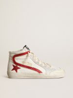 Slide with a red laminated leather star and flash