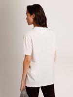 Women's white T-shirt with cabochon crystals - Image 3