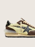 Women's Marathon in lime-green nylon with black star and brown suede inserts - Image 4