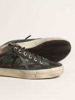 Men's V-Star in black and green striped canvas with black leather star and toe - Image 3