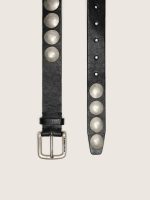 Black Trinidad belt in washed leather with studs - Image 3