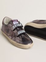 Women's Old School in purple laminated leather with lilac nubuck star and heel tab - Image 3