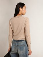 Women's sweater in light brown merino wool - Image 4