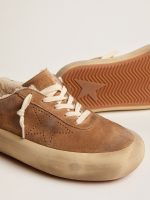 Women's Space-Star shoes in tobacco-colored suede with shearling lining - Image 4