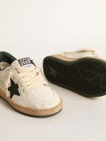 Junior Ball Star in white leather with green suede star - Image 3