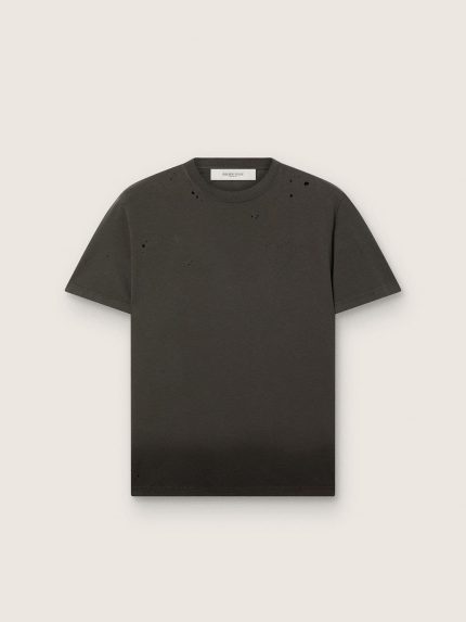 Men's T-shirt in anthracite cotton jersey with perforated heart