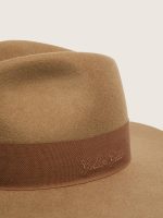 Beige fedora hat with ribbon strap and silver star - Image 4