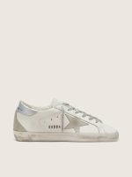 Women's Super-Star with silver heel tab and metal stud lettering