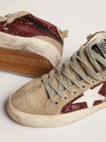 Women's Mid Star in burgundy glitter with gray inserts and white star - Image 4