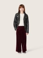 Girls' burgundy velvet-effect pants with rear pocket - Image 3