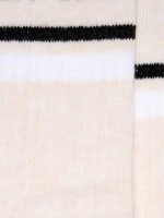 Blush-colored socks with distressed details and black and white stripes - Image 2