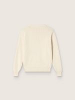 Golden girls' sweater in white cotton yarn with mascot embroidery - Image 2
