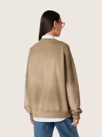 Unisex sweatshirt in military-green bleached-look cotton with embroidered logo - Image 6