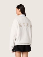 Star unisex sweatshirt in gray cotton with embroidery and crystals - Image 6