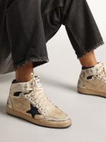 Men's Sky-Star in cream-colored nylon and leather with blue suede star - Image 3