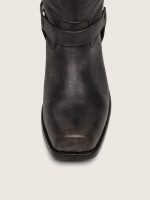 Women's high Biker boots in black leather with strap and silver-colored buckle - Image 5