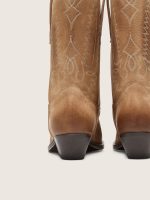 Low Wish Star boots in tobacco-colored suede with heel - Image 5