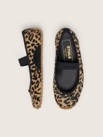 ��toile ballet flats in leopard-print pony skin with black embroidered star and elastic strap - Image 3