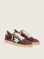 Men's Ball Star in dark red suede with light blue star and heel tab - Image 2