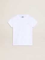 White and silver T-shirt with logo and maxi star in silver glitter