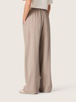 Women's pants in gray wool blend with pinstripe motif and elasticated waist - Image 6