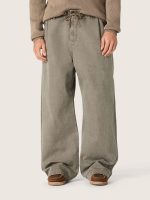 Unisex pants in gray denim with drawstring and star - Image 5