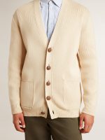 Men's beige cardigan with 'Golden' lettering on the back - Image 5
