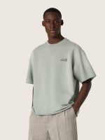 Unisex short-sleeved sweatshirt in green cotton with embroidery - Image 5