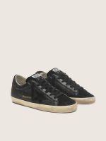 Women's Super-Star in black nappa with black star and glitter heel tab - Image 2