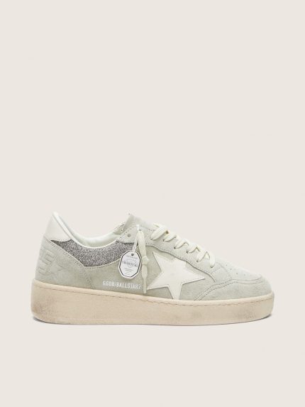 Women's Ball Star in light gray suede with star and glitter inserts