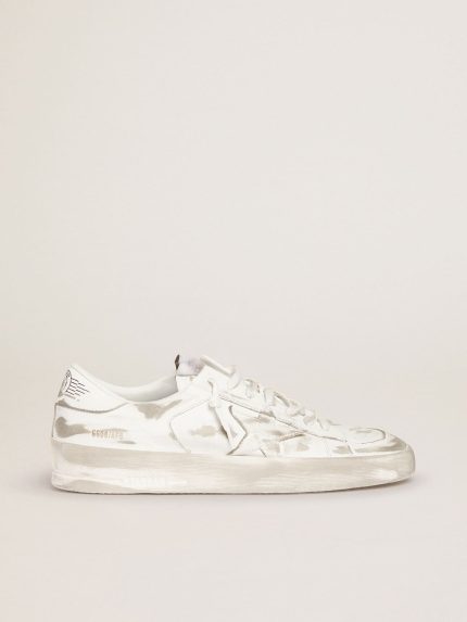 Stardan in white leather with white leather star and heel tab