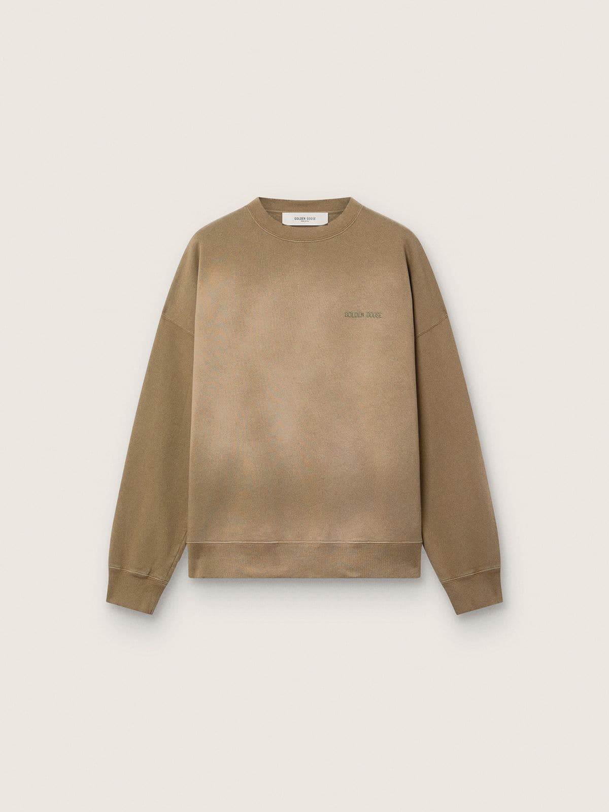 b8560f6700c993eb3c9b009214ab44324e53eb964093e811c6fb602b6474a9e2 Unisex sweatshirt in military-green bleached-look cotton with embroidered logo - Image 1