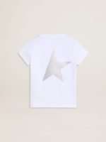 White and silver T-shirt with logo and maxi star in silver glitter - Image 8