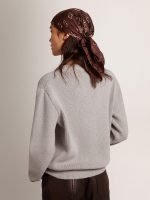 Women's round-neck sweater in gray cotton - Image 4