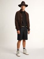 Golden Collection flight jacket in dark brown suede - Image 3