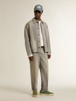 Men's white cotton sweatshirt with print on the back - Image 3