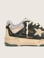 Women's Forty2 in green leather and cream nylon with TPU star and silver leather heel tab - Image 4
