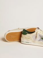 Stardan in white suede and mesh with green leather star and heel tab - Image 3