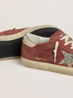 Women's Super-Star LTD in red suede with silver glitter star and laminated leather heel tab - Image 4