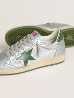 Men's Ball Star in silver nylon with green leather star and heel tab - Image 3
