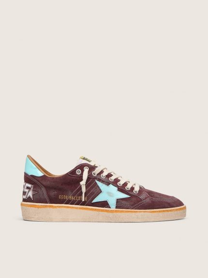 Men's Ball Star in dark red suede with light blue star and heel tab
