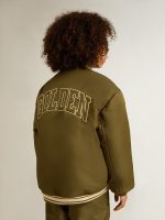 Kids military-green nylon bomber jacket with lettering on the back - Image 7