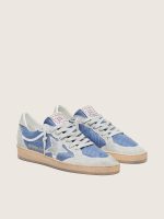 Women's Ball Star in denim-blue nylon with light gray suede inserts and metallic silver leather star - Image 2