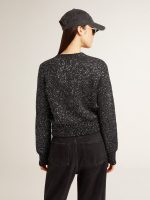 Women's black wool blend cropped sweater with all-over sequins - Image 4