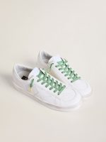 Aqua-green Lurex laces with contrasting black logo - Image 3